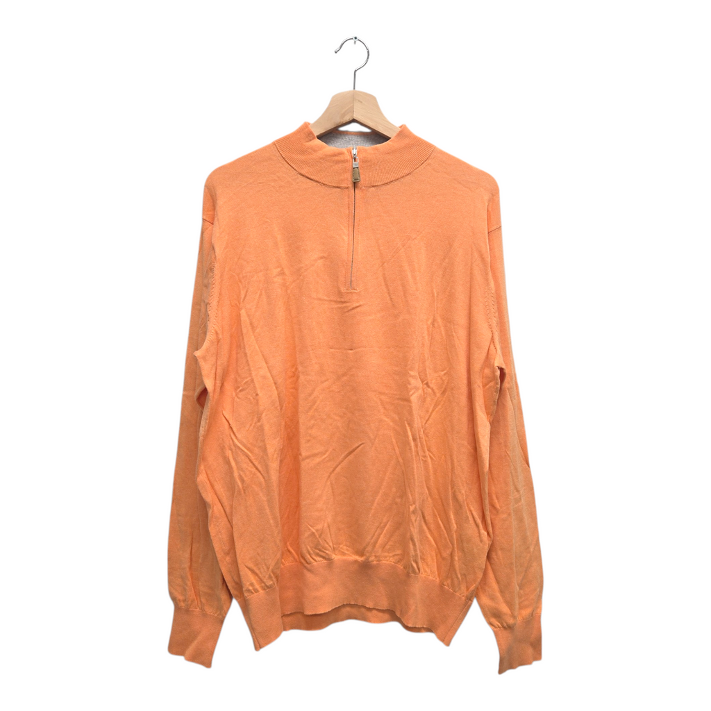 Peter Millar Men’s Crown Soft 1/4 Zip Solid Golf Sweater Large Orange NWT