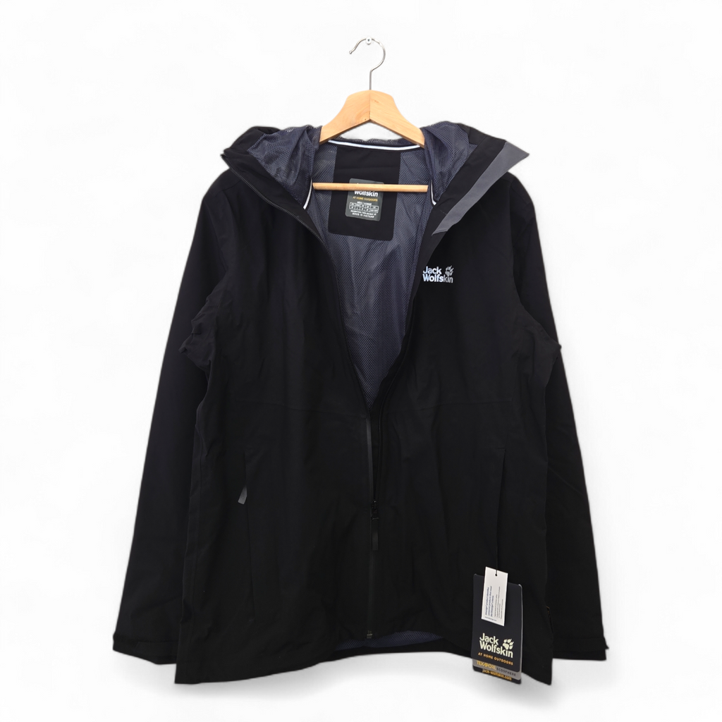 Jack Wolfskin Men’s JWP Shell Waterproof Jacket Medium Black NWT