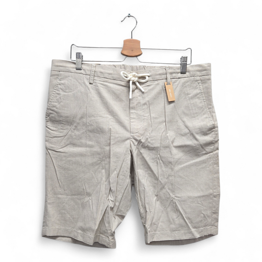 Alberto Men's Jump-K Slim Fit Micro-Check Golf Shorts Size 36 Beige NWT