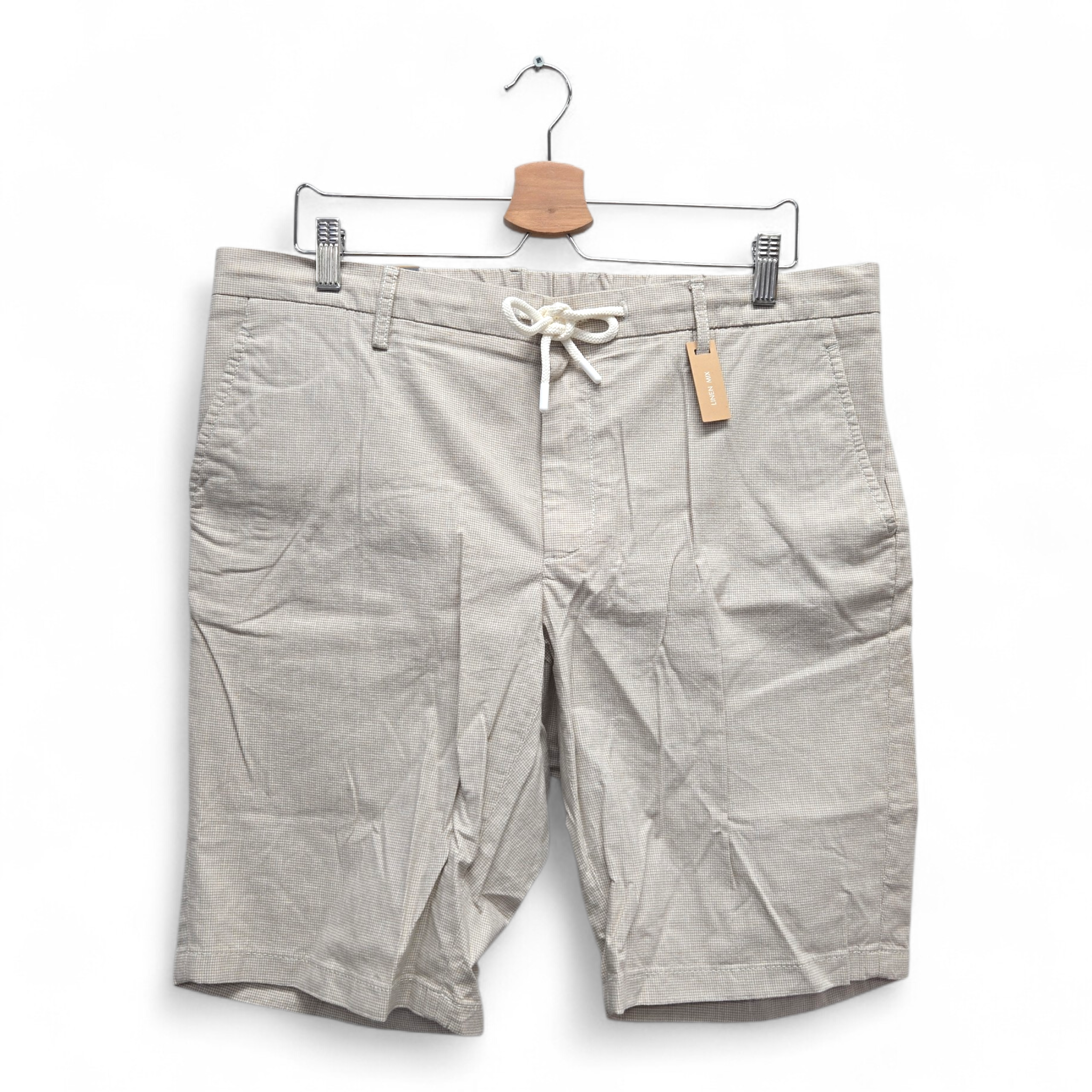 Alberto Men's Jump-K Slim Fit Micro-Check Golf Shorts Size 36 Beige NWT