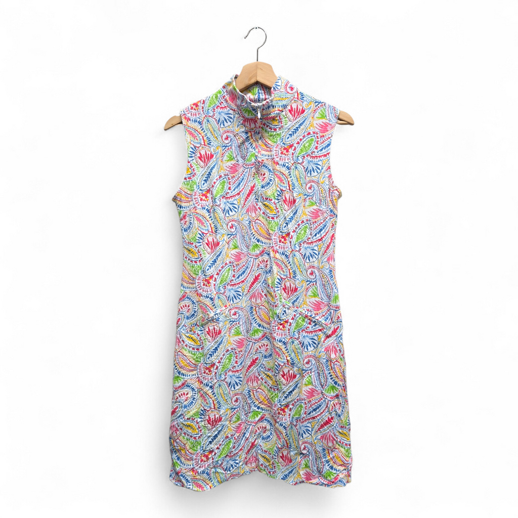 Ibkul Women’s Leaf Print Sleeveless Golf Dress Small Multicolor NWOT