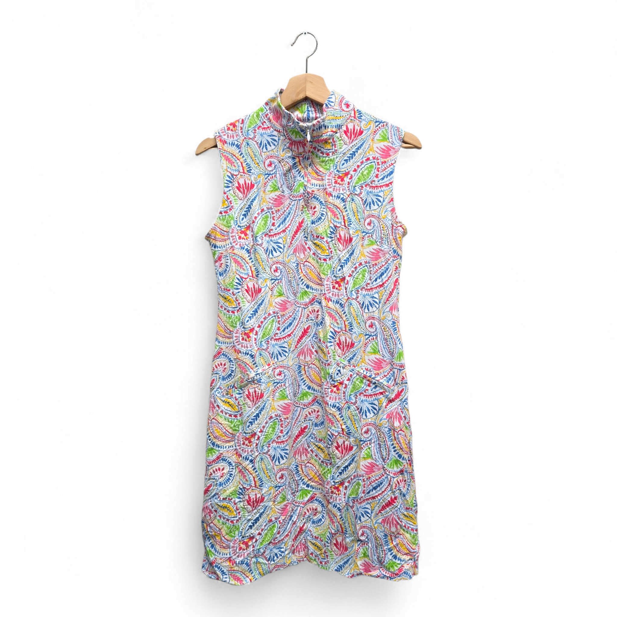 Ibkul Women’s Leaf Print Sleeveless Golf Dress Small Multicolor NWOT