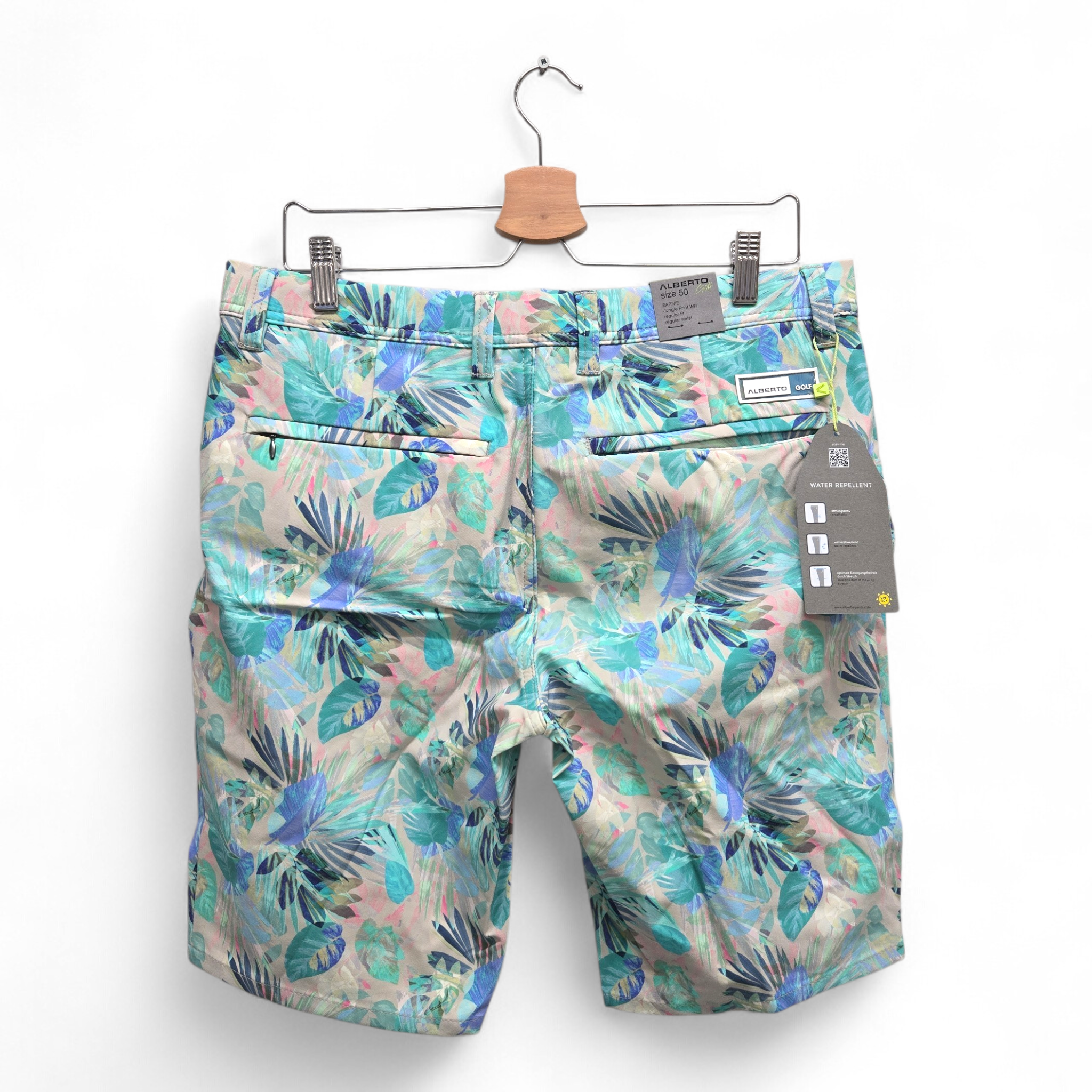 Alberto Men's Earine Jungle Print Regular Fit Golf Shorts Size 34 Multicolor NWT