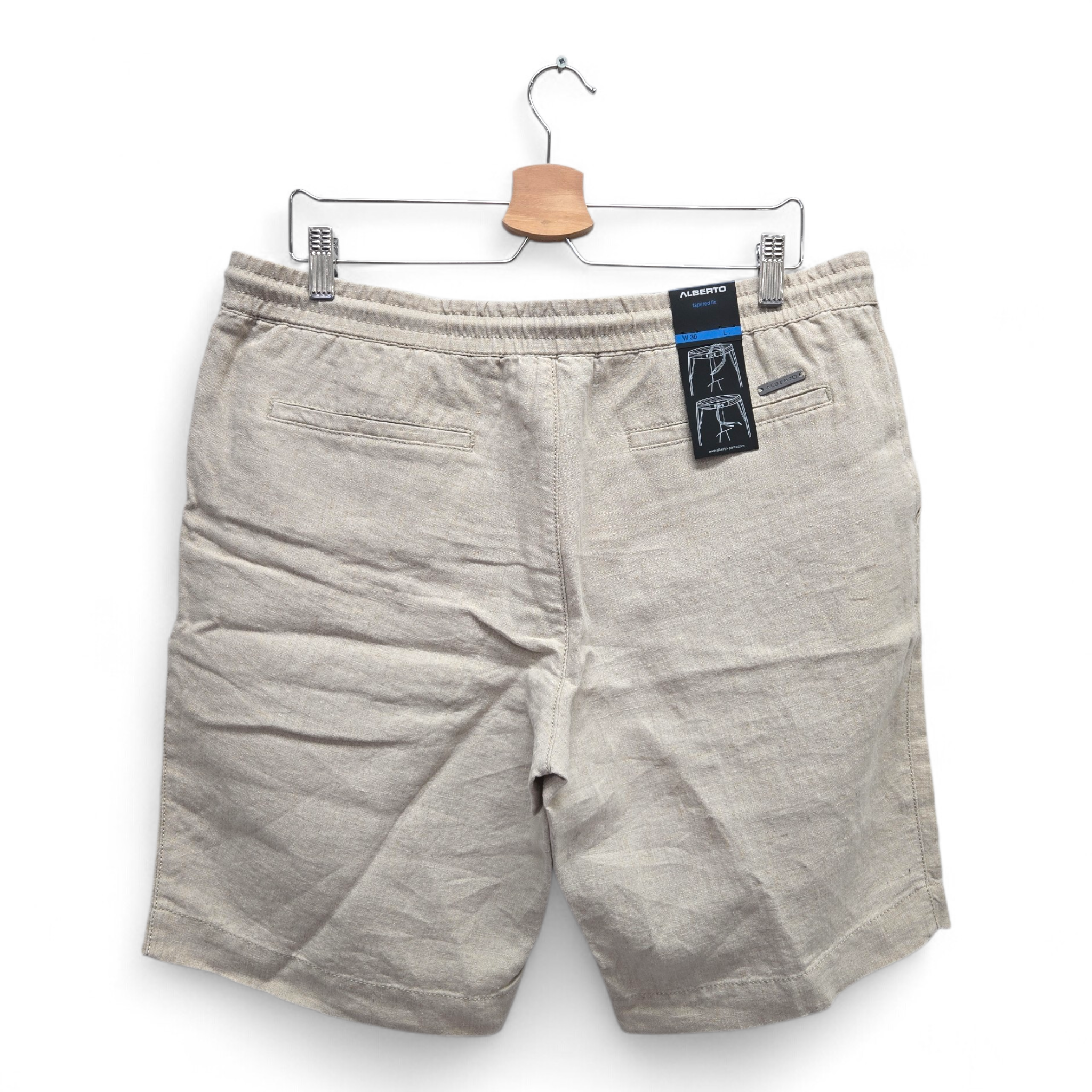 Alberto Men's House-K Tapered Fit Solid Golf Shorts Size 36 Beige NWT