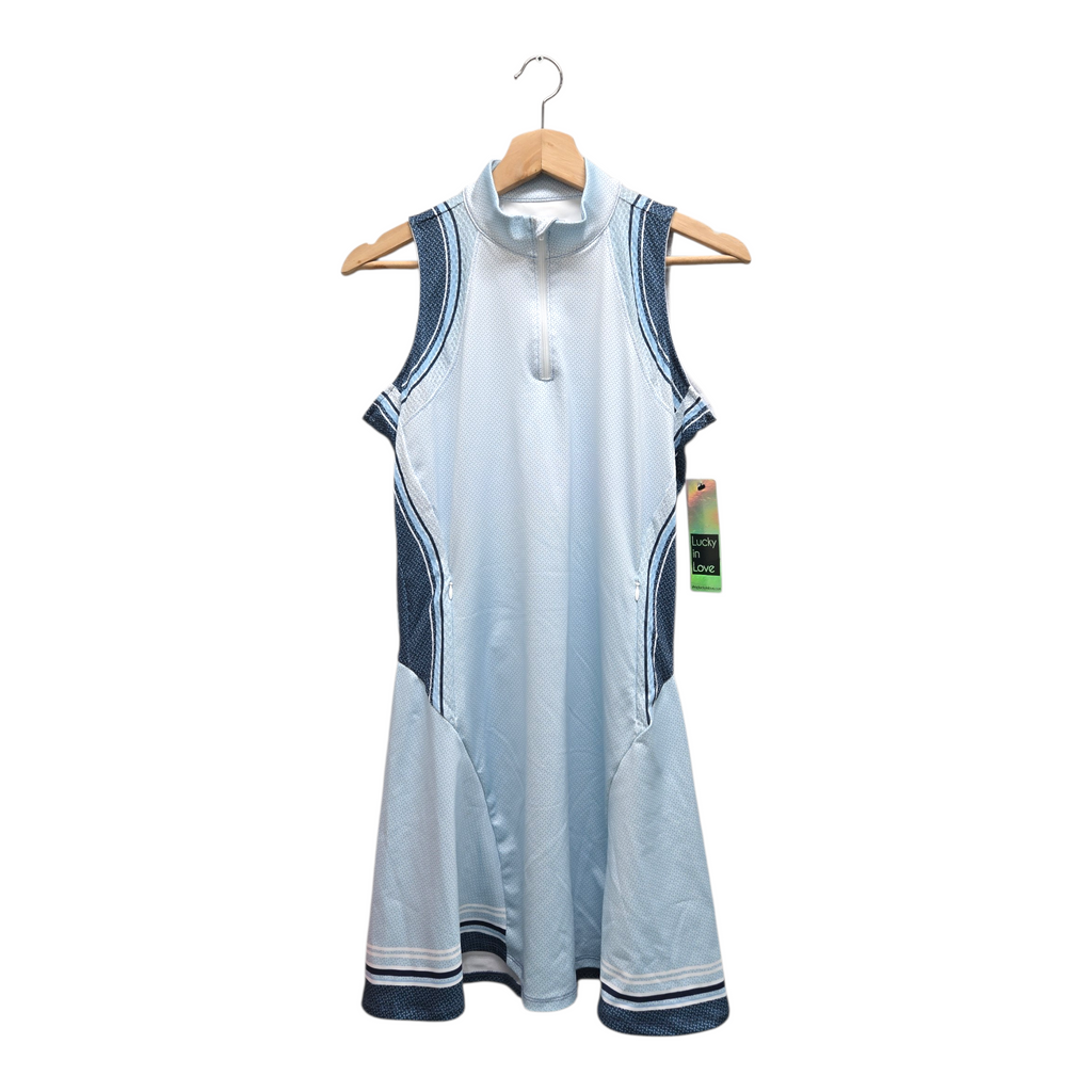 Lucky In Love Women’s Wavelength Sleeveless Golf Dress Small Blue NWT