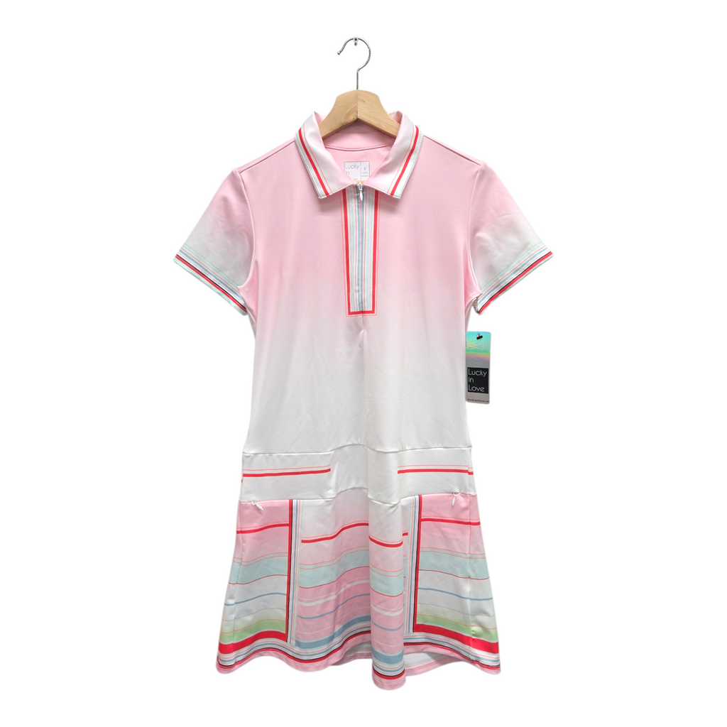 Lucky In Love Women’s Spring Sunset Striped Golf Dress Small Multicolor NWT