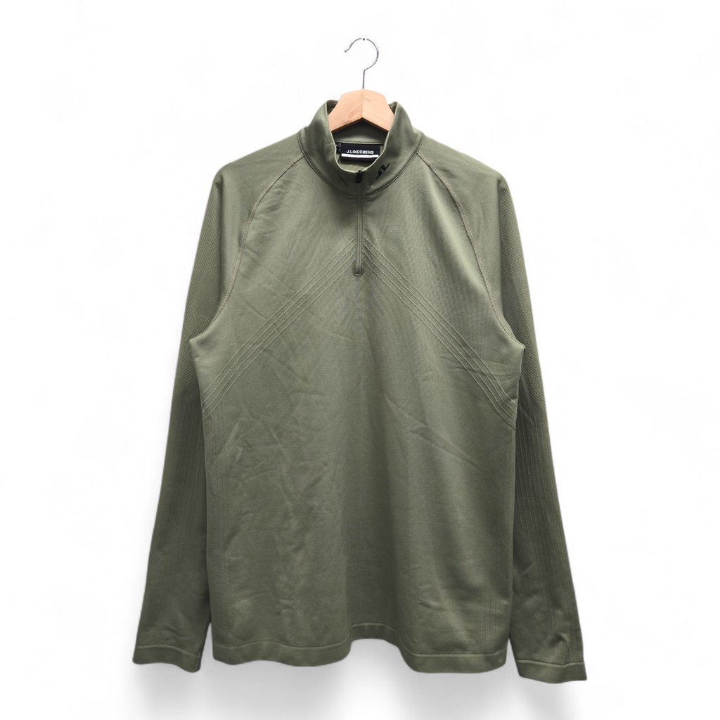 J.Lindeberg Men’s Fay Seamless Golf Pullover Large Green Performance NWT